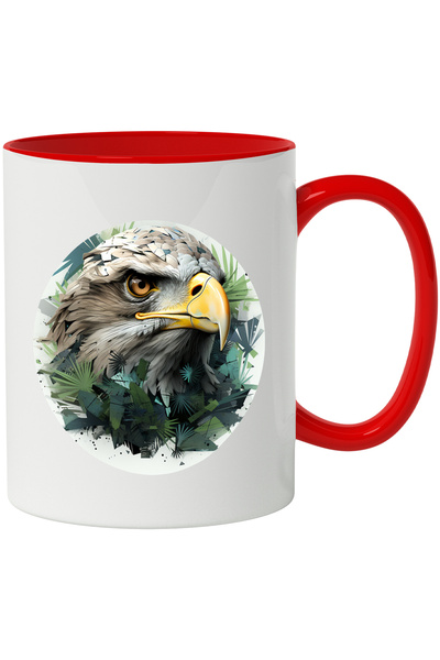 StoryGift Romania Cana Cu Cap De Vultur, Cerc, Frunze, Abstract, Pene, Multic...