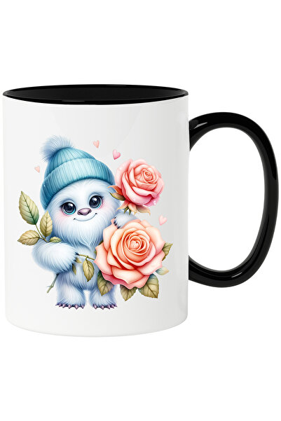 StoryGift Romania Cana cu Yeti care tine trandafiri | ilustratie | inimi | om...