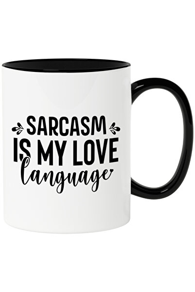 StoryGift Romania Cana cu inimioara si textul "Sarcasmul este limbajul meu de...