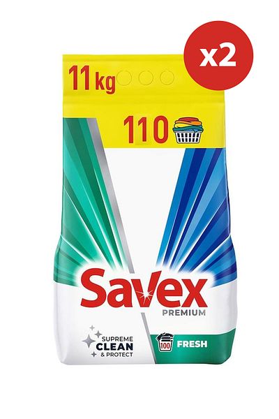 SAVEX Detergent pudră premium Prospețime, 11 kg * 2