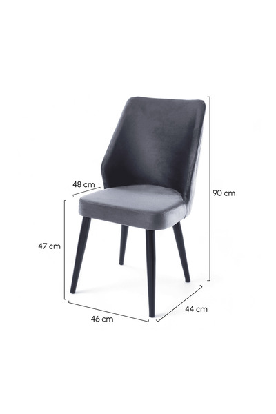 MYMASSA Puffy Sandalye - Babyface Siyah Kumaş - Metal Siyah Ayak - Mutfak Sandalyesi - Salon Sandalyesi