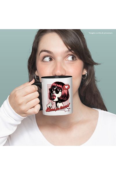 StoryGift Romania Money on heels mug, girl with sunglasses and candy, 330ml, Ceramic with M, Cu, STG.