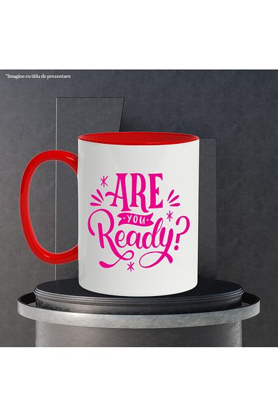StoryGift Romania Mug with the message in English "Are you ready?" - are you ready for what's next with Man, Cu,STG.