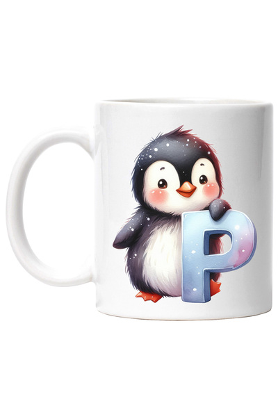 StoryGift Romania Cana cu un pinguin cu litera "P", ilustratie, pentru copii,...