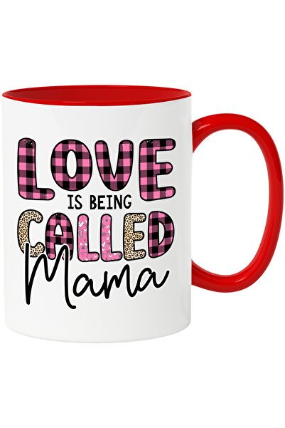 StoryGift Romania Cana cu mesajul "Love is being called mama", ilustratie, mama, iubirea, numeste,, Cu Maner Rosu