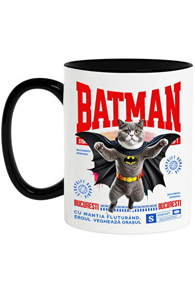 StoryGift Romania Cana cu Scottish Fold Pisica In Costum de BatMan cu Pelerin...