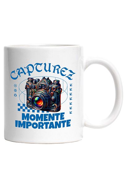 StoryGift Romania Cana cu Aparat Foto Vintige Creativitate Hobby Fotografie Text Capturez Moment I, Cu Maner Alb