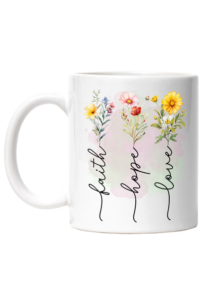 StoryGift Romania Cana cu mesajul " Faith, hope, love", religie, ilustratie, ...