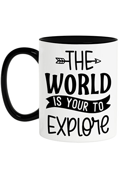 StoryGift Romania Cana pentru pasionatii de calatorii cu mesajul "Lumea e a ta pentru a o explora", Cu Maner Negru