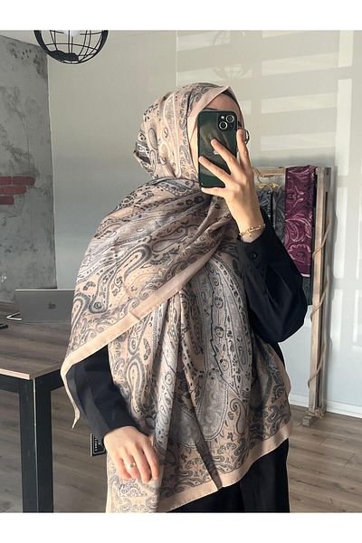 Merwiss Ethnic Pattern Μαλακό Μπεζ Σάλι Μιλάνο