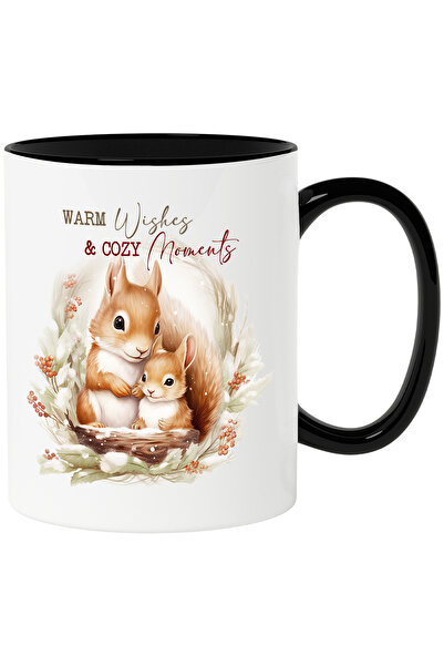 StoryGift Romania Cana cu 2 veverite cu mesajul "Warm wishes & Cozy moments",...