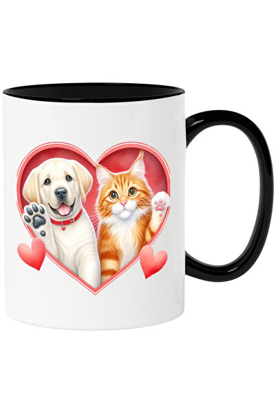 StoryGift Romania Cana cu o pisicuta si un catel care fac cu mana | ilustrati...