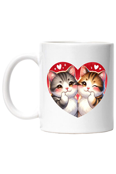 StoryGift Romania Cana cu 2 pisicute grasute | blanoase | ilustratie | inima ...