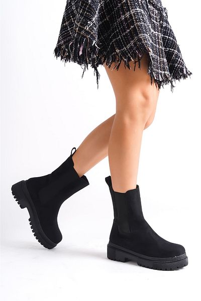 Zerenyus Lorax Laceless Elastic Γυναικείες Μπότες - Μαύρο Suede