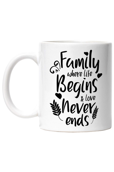 StoryGift Romania Cana cu mesajul in engleza "Family, where life begins & lov...