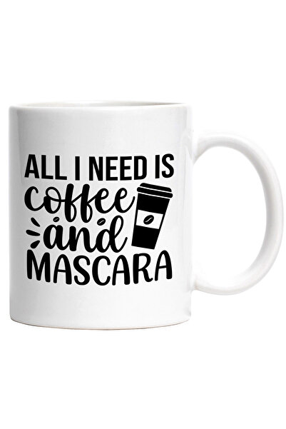 StoryGift Romania Cana pentru femeile care au nevoie doar de cafea si de rimel/mascara cu Maner Al, Cu Maner Alb