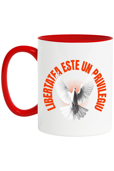 StoryGift Romania Cana cu Porumbel Alb Aripi Imense Simbol Puritate Text Libe...
