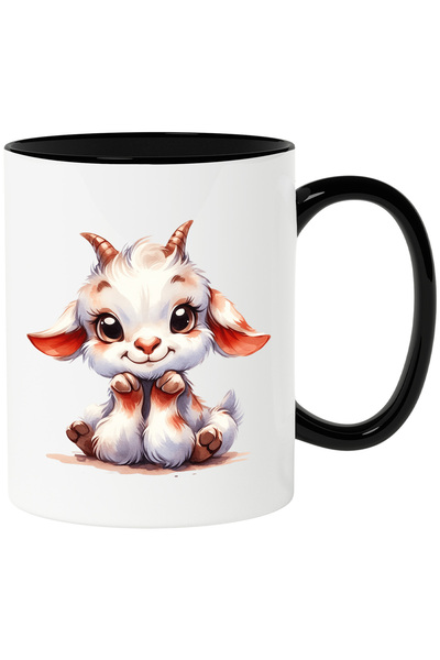 StoryGift Romania Cana cu un ied cuminte | ilustratie | vesel | privire curioasa | copilarie | ani, Cu Maner Negru