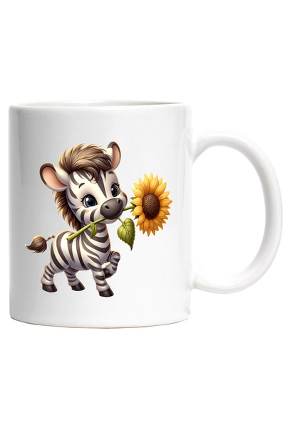 StoryGift Romania Cana cu o zebra care tine o floare | floarea-soarelui | ilu...