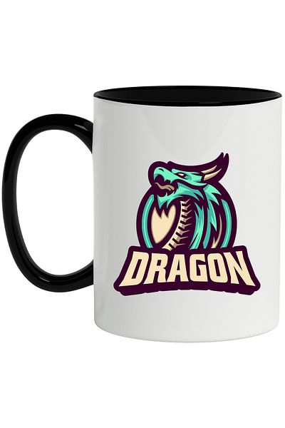 StoryGift Romania Cana Cu Mesaj Dragon, Emblema, Monstru, Fantasy, Coarne, Multicolor 330 ml, Cera, Cu Maner Negru
