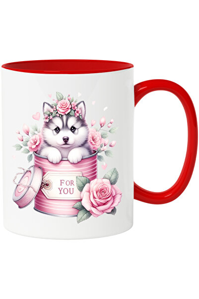 StoryGift Romania Cana cu un catelus Husky care iese dintr-o conserva | ilust...
