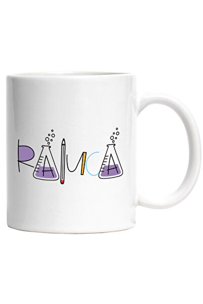 StoryGift Romania Cana Cu Numele Raluca, Scoala, Chimie, Materii, Algebra, Geometrie, 330ml, Ceram, Cu Maner Alb