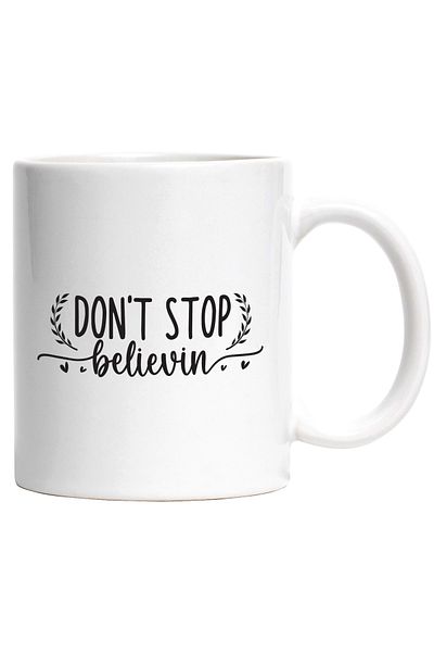 StoryGift Romania Cana cu mesajul motivational "Don't stop believin'" - nu te opri din a crede cu , Cu Maner Alb