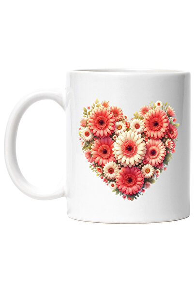 StoryGift Romania Cana cu mai multe flori care formeaza o inima, cadou, rosii...