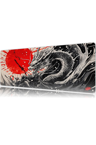 urzuva Japon Anime Ejderha Baskılı Gaming Oyuncu Xl Mouse Pad Kaydırmaz Dikişli Mousepad 80x30 Cm