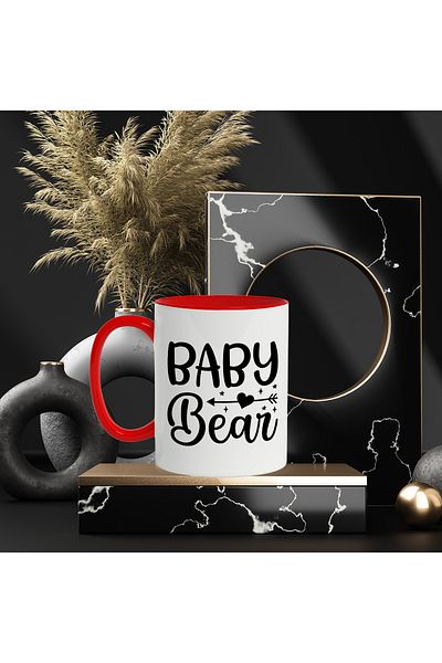 StoryGift Romania Mug with heart and the text in English "Baby bear" - childhood bear cub, With,STG.