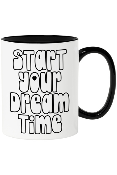 StoryGift Romania Cana cu textul "Start your dream time" - da startul timpului pentru visat cu Man, Cu Maner Negru