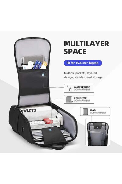 Mark Ryden Rucsac inteligent, port USB, buzunar pentru laptop de 15,6", impermeabil, buzunar anti-cititor de carduri