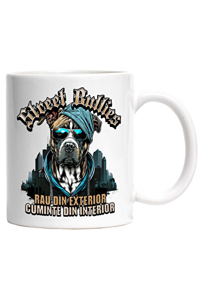 StoryGift Romania Cana cu Caine Portret Stil Gangster Text Rau Din Exterior C...