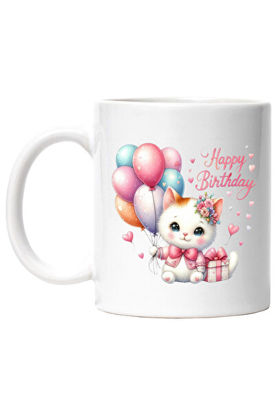 StoryGift Romania Cana cu o pisicuta cu mesajul "Happy birthday", la multi an...