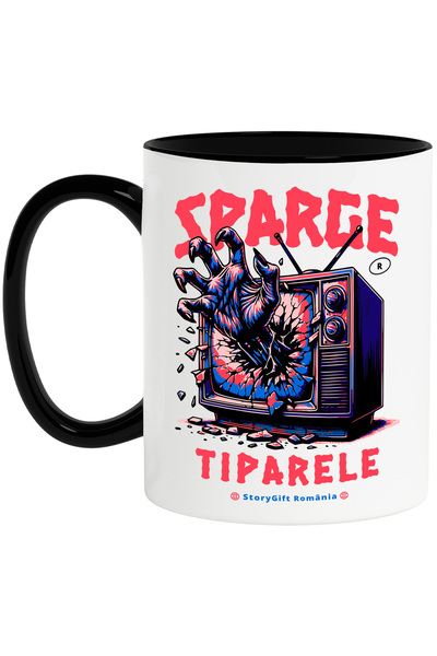 StoryGift Romania Cana Sparge tiparele mana in televizor digital, 330ml, Cera...