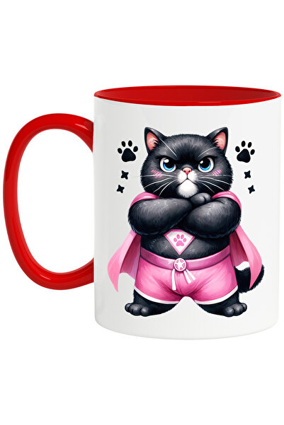 StoryGift Romania Cana cu o pisica neagra in costum de eroina, ilustratie, ro...