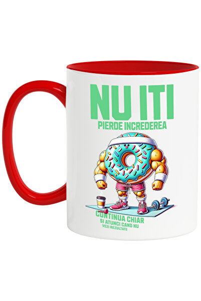 StoryGift Romania Donut Mug at the Gym - Don't Lose Confidence, 330ml, Cerami...