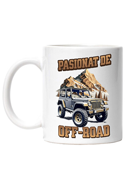 StoryGift Romania Cana pasionat de off-road masina munte aventura , 330ml, Ce...