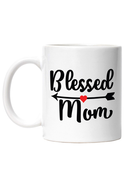 StoryGift Romania Cana cu inimioara si textul in engleza "Blessed mom" - mama...