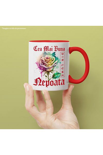 StoryGift Romania Mug With The Text The Best Niece, In The World, Flower, Colorful Rose, Waterc, With,STG.