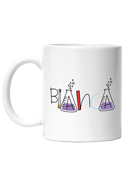 StoryGift Romania Cana Cu Numele Bianca, Scoala, Chimie, Materii, Algebra, Geometrie, 330ml, Ceram, Cu Maner Alb