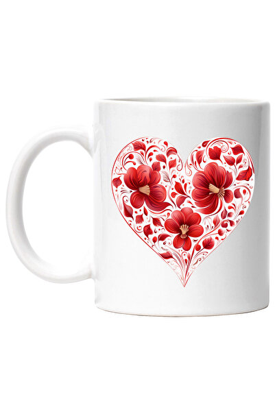 StoryGift Romania Cana cu mai multe flori care formeaza o inima, cadou, rosii...