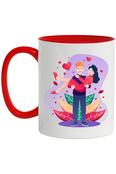 StoryGift Romania Cana Cu Cuplu, Iubire, Inimi, Frunze, Relatie, Multicolor 3...