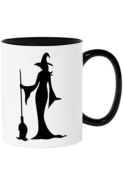 StoryGift Romania Cana cu o vrajitoare care tine o matura cu Maner Negru, Cu ...