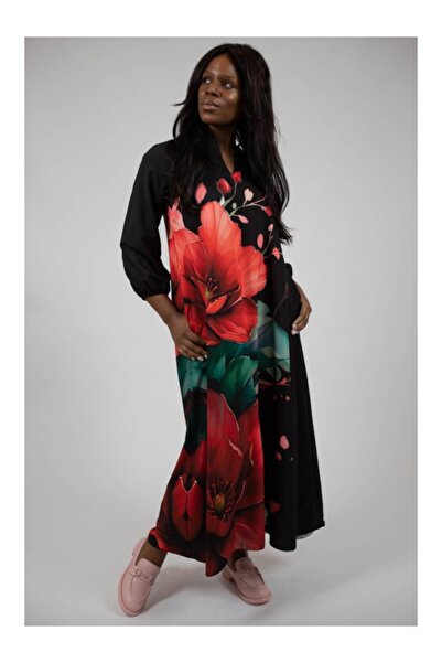 FASHIONLAND ΦΟΡΕΜΑ ΜΑΞΙ ΜΕ ΜΑΚΡΥ ΜΑΝΙΚΙ ΜΕ ΤΣΕΠΕΣ ΜΕ ΙΔΑΝΙΚΗ ΜΕΣΗ, ΠΟΛΥΧΡΩΜΟ