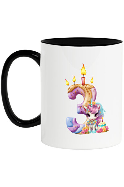 StoryGift Romania Cana cu cifra 3 facuta din prajitura, unicorni, ilustratie,...