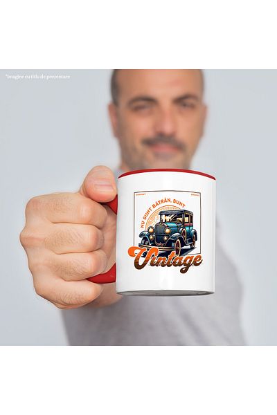 StoryGift Romania Mug I'm not old I'm vintage classic car, 330ml, Ceramic with Red Handle, With Ma,STG