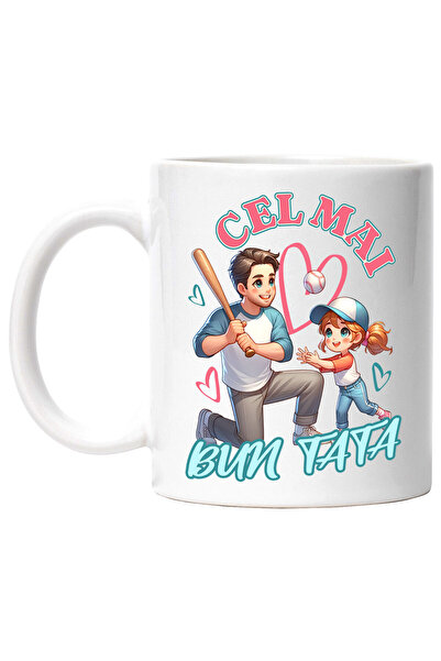 StoryGift Romania Cana cu Portret tata Si Copii Fiice Text Te Iubim tata, Ieri Astazi Si Pentru To, Cu Maner Alb