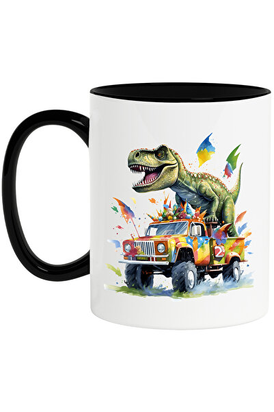 StoryGift Romania Cana cu un dinozaur care sta in portbagajul unei masini de ...