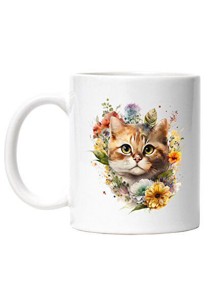 StoryGift Romania Cana cu o pisica serioasa | ilustratie | flori de diferite ...